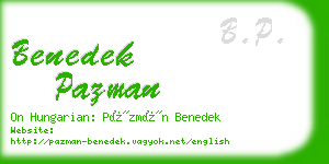 benedek pazman business card